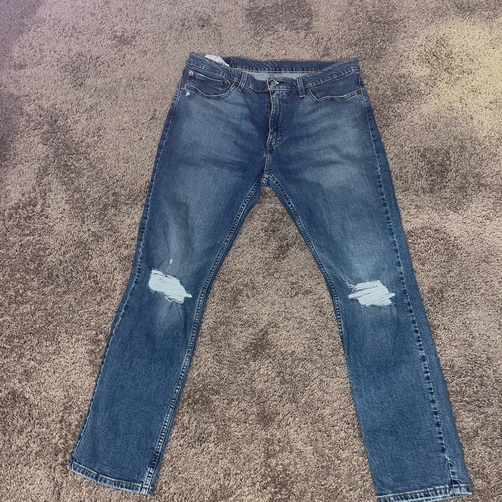 Levi’s mens 36x32 slim fit distressed knee jeans